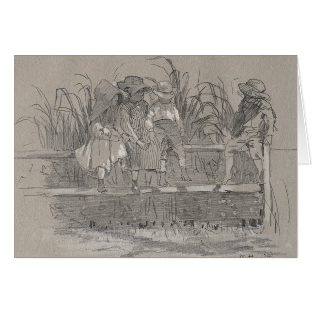 ウィンズローホーマー – フェンスに座る子供たち (正面横)