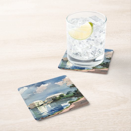 ウィンズローホーマー、塩釜、バミューダ スクエアペーパーコースター (インサイチュ)