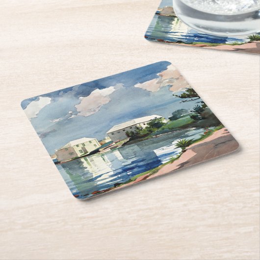 ウィンズローホーマー、塩釜、バミューダ スクエアペーパーコースター (アングル)