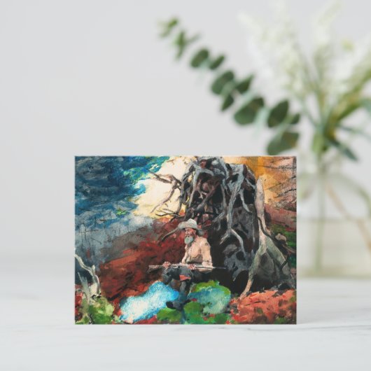 ウィンズロー絵画ホーマーの、キャンプファイア、アディロンダックス。 ポストカード (スタンド正面)