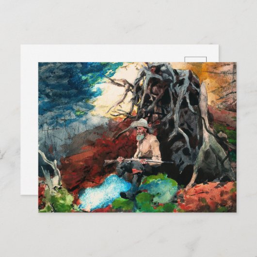 ウィンズロー絵画ホーマーの、キャンプファイア、アディロンダックス。 ポストカード (正面/裏面)