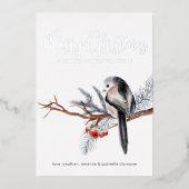 ウィンタウォーターカラー鳥シルバー 箔シーズンカード (正面)