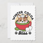ウィンタココアの至福 - マグカップの可愛い犬のデザイン シーズンカード (正面)