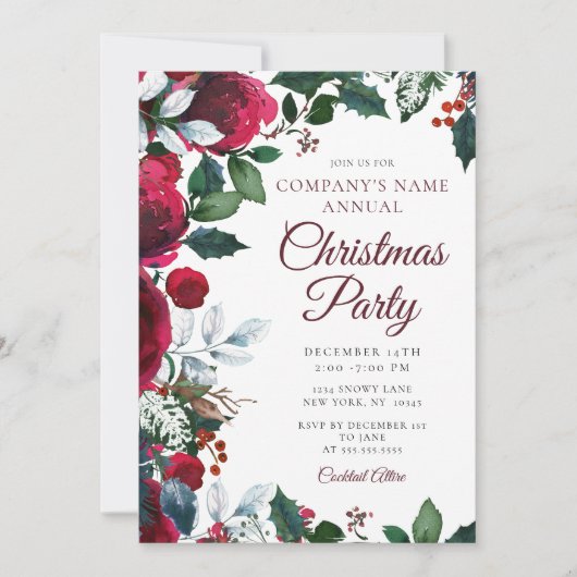 ウィンタフェスティブフラワー作品 クリスマス パーティー 招待状 (正面)
