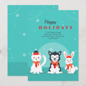 ウィンタペット動物病院のホリデーグリーティングカード シーズンカード (正面/裏面)