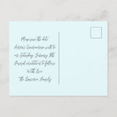 ウィンタリーフローラルライトブルーのキンチェアのSave The Date ポストカード (裏面)