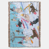 ウィンターおもしろいスキークリスマスラブラドール スローブランケット (正面縦)