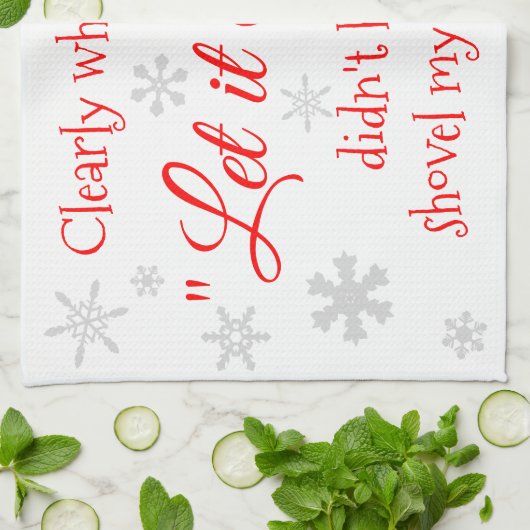 ウィンターおもしろいスノーサッシー引用文タイポグラフィ キッチンタオル (折り畳み)