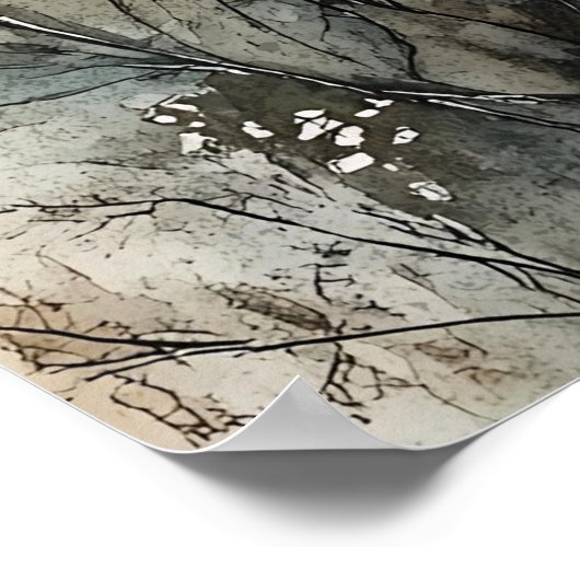 ウィンターお洒落ウッドランドフェアリー&キツネ子供部屋アート ポスター (角)