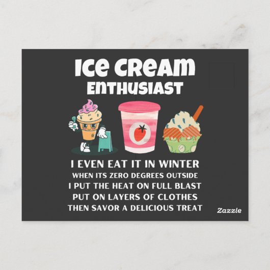 ウィンターアイスクリーム愛好家 ポストカード (裏面)