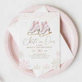 ウィンターアイススケートで滑るガール誕生日 招待状