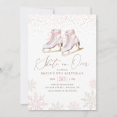 ウィンターアイススケートで滑るガール誕生日 招待状 (正面)