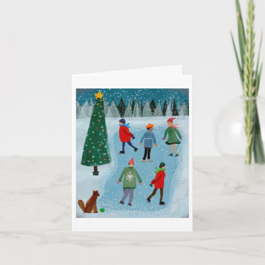 ウィンターアイススケートで滑るクリスマス シーズンカード (正面)