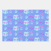 ウィンターアイススケートで滑るコージーウォーターカラーホリデーギフト ラッピングペーパーシート (正面2)