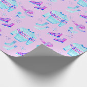 ウィンターアイススケートで滑るコージーウォーターカラーホリデーギフト ラッピングペーパー (角)