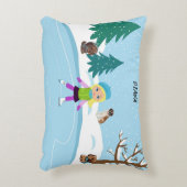 ウィンターアイススケートで滑るシパーソナライズされたーン アクセントクッション (正面(垂直))