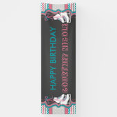 ウィンターアイススケートで滑るハッピーバースデーパーティーバナー 横断幕 (縦)