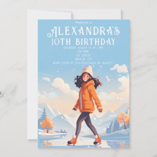 ウィンターアイススケートで滑るパーティー 招待状 (正面)
