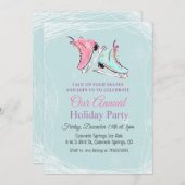 ウィンターアイススケートで滑るホリデーパーティー招待状 招待状 (正面/裏面)