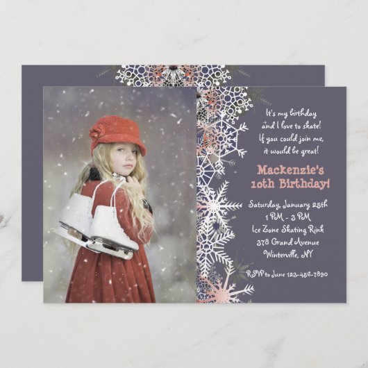 ウィンターアイススケートで滑る招待状 招待状 (正面/裏面)