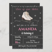 ウィンターアイススケートで滑る誕生日の招待状ガール招待状 招待状 (正面/裏面)