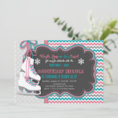 ウィンターアイススケートで滑る誕生日パーティーの招待 招待状 (スタンド正面)