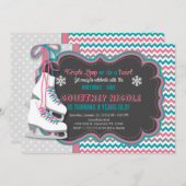 ウィンターアイススケートで滑る誕生日パーティーの招待 招待状 (正面/裏面)