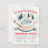 ウィンターアイススケートで滑る誕生日パーティー 招待状 (正面)
