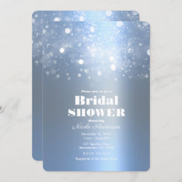 ウィンターアイスブルーきらめくライトブライダルシャワー 招待状