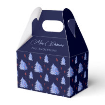 ウィンターアイスブルーの木々とヒイラギの実 ネイビーブルーのクリスマス