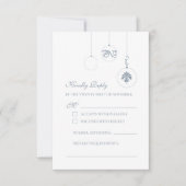 ウィンターアイスブルークリスマスボーブルオーナメント結婚ズ 出欠カード (正面)