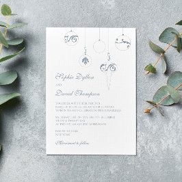 ウィンターアイスブルークリスマスボーブルオーナメント結婚ズ 招待状