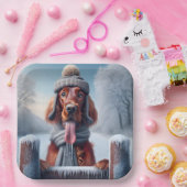 ウィンターアイリッシュセッター犬 ペーパープレート (パーティー)