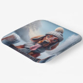 ウィンターアイリッシュセッター犬 ペーパープレート (傾斜あり)