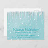 ウィンターアクアクリスマスパーティの招待状の氷柱 インビテーションポストカード (正面/裏面)