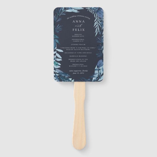 ウィンターアズールブルーボタニカル結婚式 プログラム ハンドファン (正面)