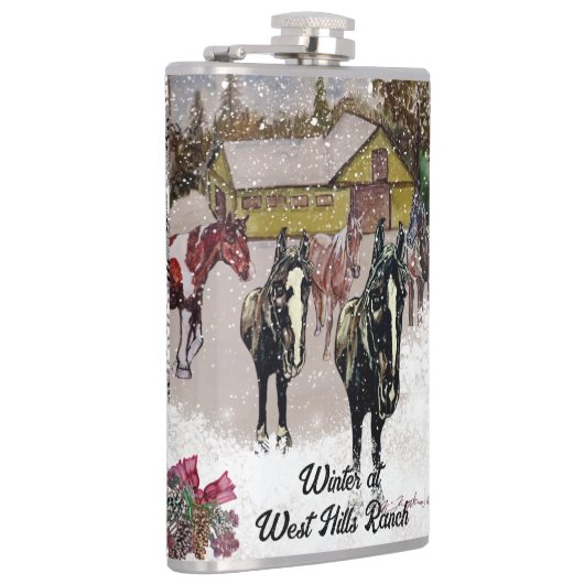 ウィンターアットウエストヒルズファーム2黒い馬 フラスク (右)