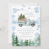 ウィンターアニマルオンダーランド1歳の誕生日 招待状 (正面)