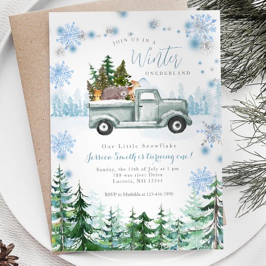 ウィンターアニマルオンダーランド1歳の誕生日 招待状
