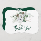 ウィンターアネモネ絵を描ハンドズ結婚サンキューカード 招待状 (正面/裏面)