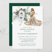 ウィンターアネモンスハンド絵を描ブライダルシャワー 招待状 (正面/裏面)