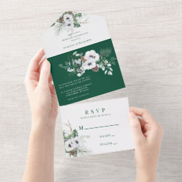 ウィンターアネモーネ絵を描ハンドズ結婚お祝い オールインワン招待状