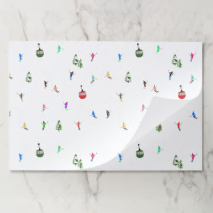 ウィンターアルパインスキーヤーズスキーパターン紙ランチョンマット ペーパーパッド