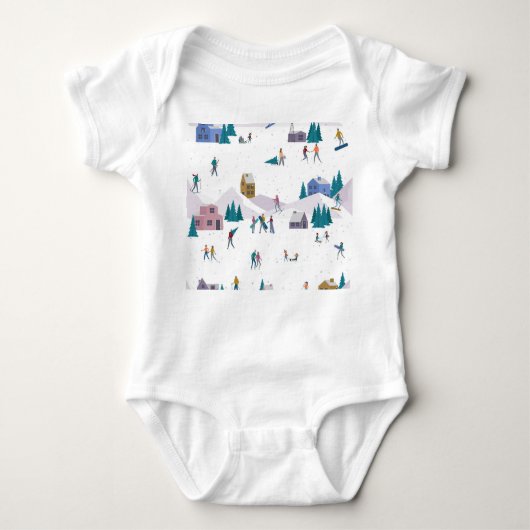 ウィンターアルプス休暇：アクティブな人々のシームレス ベビーボディスーツ (正面)
