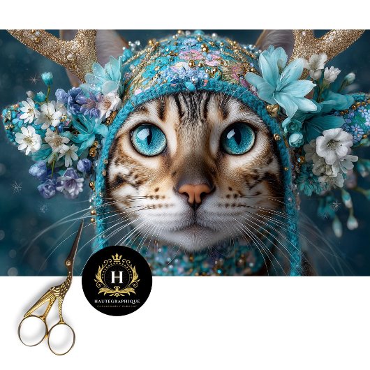 ウィンターアントラーベンガルキャットデカップクラフト紙 薄葉紙