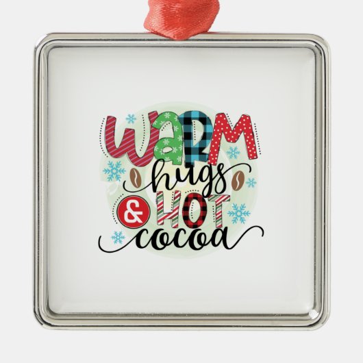 ウィンターアートウォームハグホットコーヒー メタルオーナメント (正面)