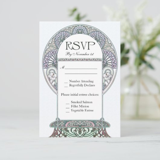 ウィンターアールヌーボーRSVPウエディングカード 出欠カード (スタンド正面)
