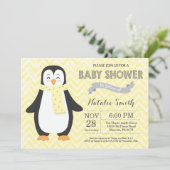 ウィンターイエローペンギンベビーシャワー招待状 招待状 (スタンド正面)