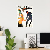 ウィンターインダボススイスアイススケートで滑るヴィンテージスキー ポスター (ホームオフィス)