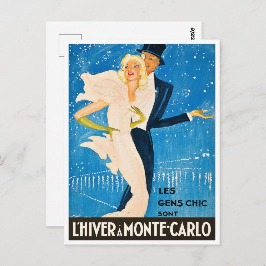 ウィンターインモンテカルロモナコフランスヴィンテージ ポストカード (正面/裏面)